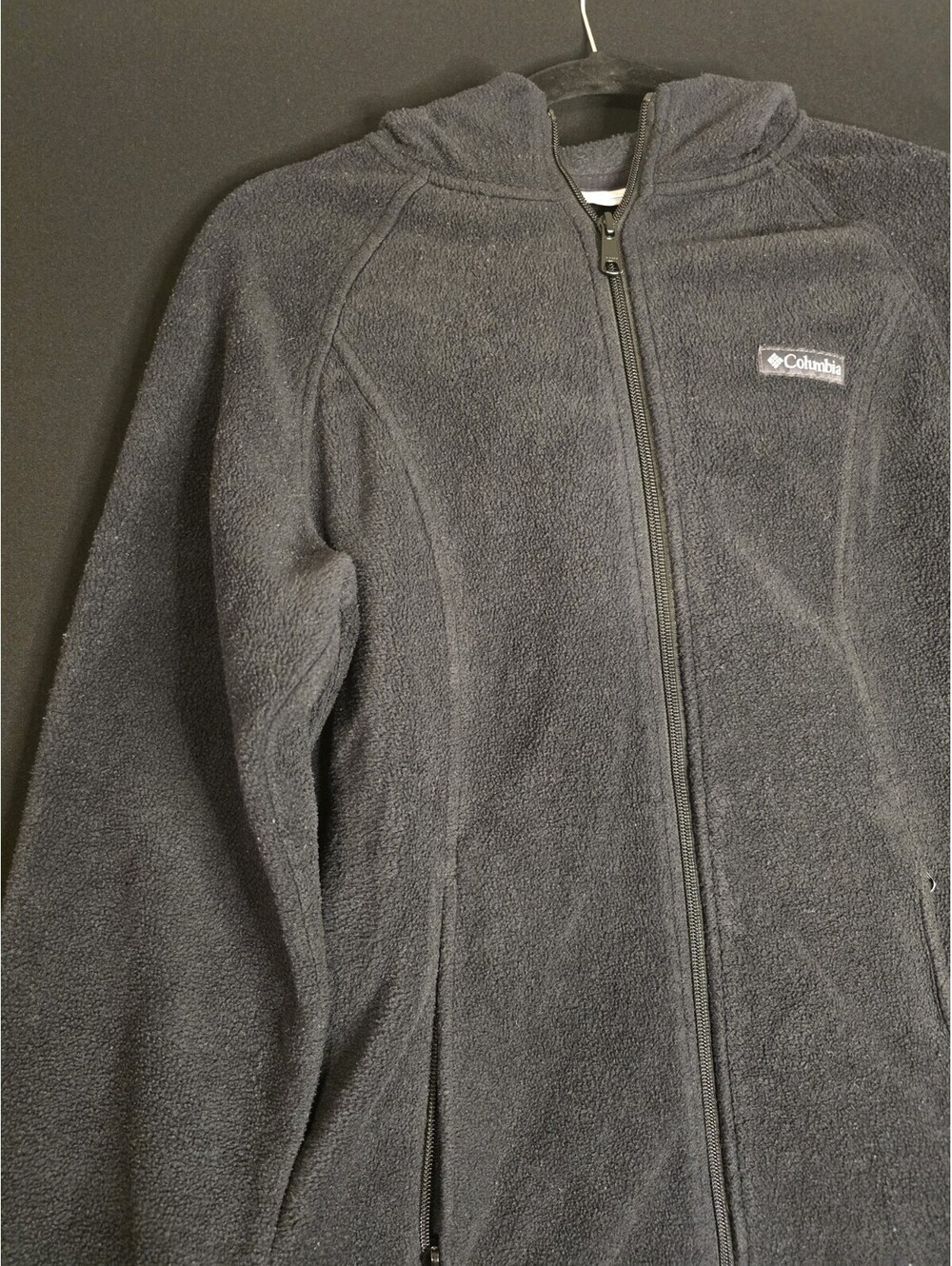 Columbia Women's Full Zip Hooded Jacket Fleece Black Size Medium